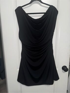 NWOT Black Draped Cowl or Off Soulder Dress -SIZE XL